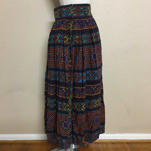 Vintage Miss O by Oscar De La Renta Patterned Pleated High waisted Maxi Skirt